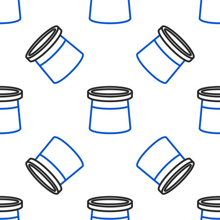 Line Magician hat icon isolated seamless pattern on white background. Magic trick. Mystery entertainment concept. Colorful outline concept. Vectorのイラスト素材
