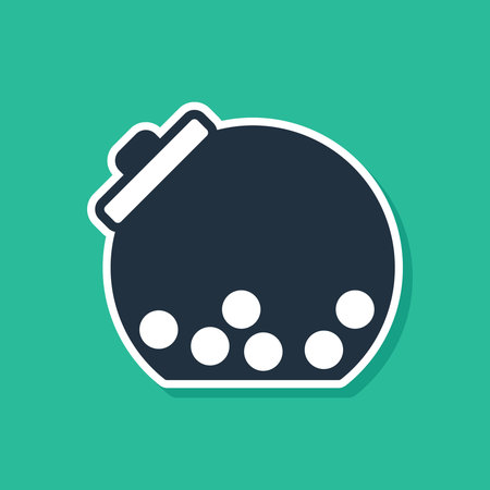 Blue Glass jar with candies inside icon isolated on green background. Vectorのイラスト素材