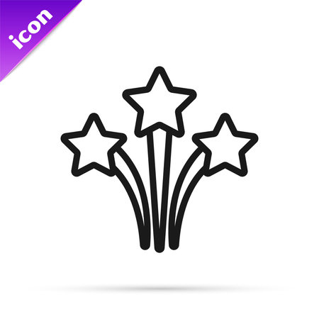 Black line Firework icon isolated on white background. Concept of fun party. Explosive pyrotechnic symbol. Vectorのイラスト素材