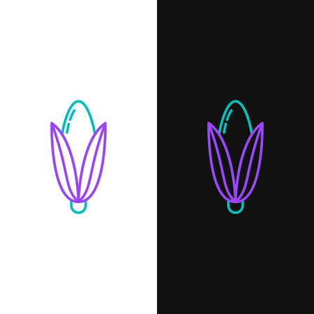 Line Corn icon isolated on white and black background. Colorful outline concept. Vectorのイラスト素材