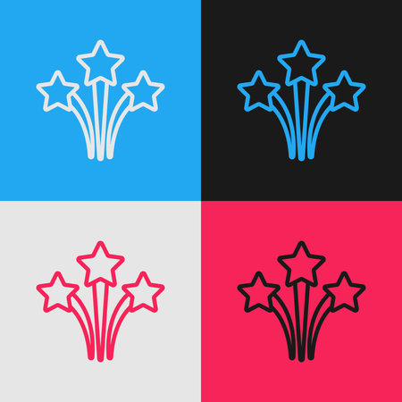 Pop art line Firework icon isolated on color background. Concept of fun party. Explosive pyrotechnic symbol. Vectorのイラスト素材
