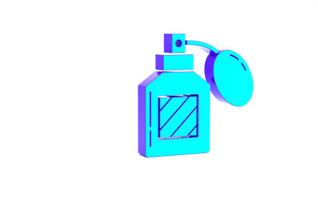 Turquoise Aftershave icon isolated on white background. Cologne spray icon. Male perfume bottle. Minimalism concept. 3d illustration 3D renderの写真素材