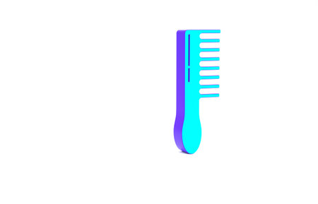 Turquoise Hairbrush icon isolated on white background. Comb hair sign. Barber symbol. Minimalism concept. 3d illustration 3D renderの写真素材