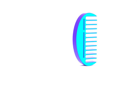 Turquoise Hairbrush icon isolated on white background. Comb hair sign. Barber symbol. Minimalism concept. 3d illustration 3D renderの写真素材