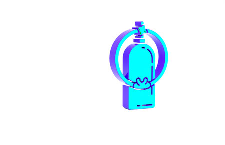 Turquoise Aqualung icon isolated on white background. Oxygen tank for diver. Diving equipment. Extreme sport. Sport equipment. Minimalism concept. 3d illustration 3D renderの写真素材