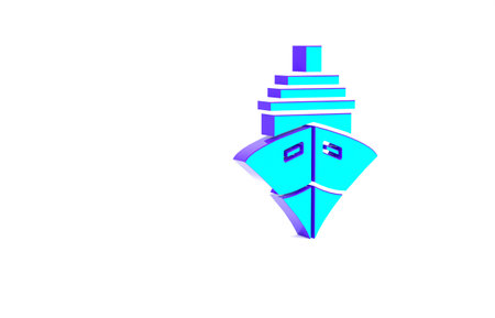 Turquoise Cargo ship icon isolated on white background. Minimalism concept. 3d illustration 3D renderの写真素材