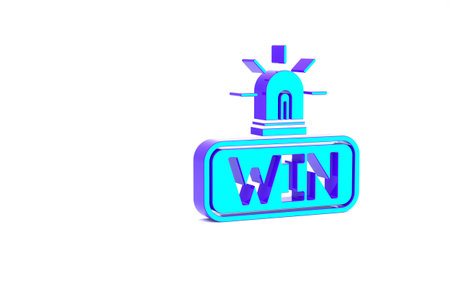 Turquoise Casino win icon isolated on white background. Minimalism concept. 3d illustration 3D renderの写真素材
