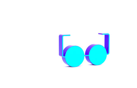 Turquoise Glasses icon isolated on white background. Eyeglass frame symbol. Minimalism concept. 3d illustration 3D renderの写真素材