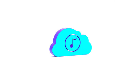Turquoise Music streaming service icon isolated on white background. Sound cloud computing, online media streaming, online song, audio wave. Minimalism concept. 3d illustration 3D renderの写真素材