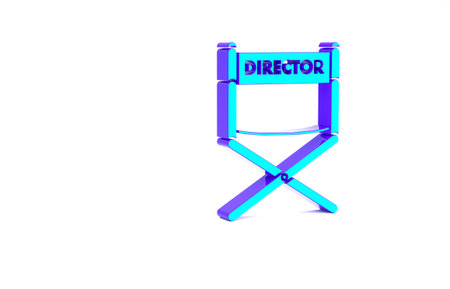 Turquoise Director movie chair icon isolated on white background. Film industry. Minimalism concept. 3d illustration 3D renderの写真素材