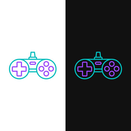 Line Gamepad icon isolated on white and black background. Game controller. Colorful outline concept. Vectorのイラスト素材
