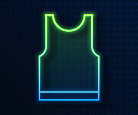 Glowing neon line Sleeveless T-shirt icon isolated on blue background. Vector Illustrationのイラスト素材