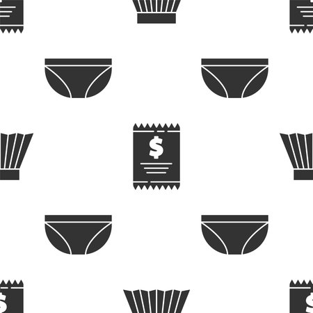 Set Skirt, Paper check and financial check and Underwear on seamless pattern. Vectorのイラスト素材