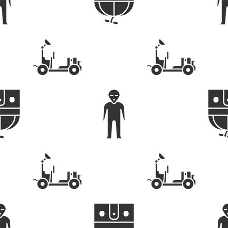 Set Astronomical observatory, Alien and Mars rover on seamless pattern. Vectorのイラスト素材