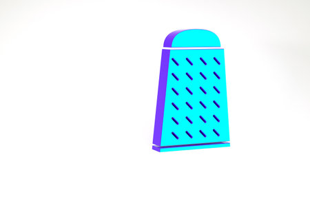 Turquoise Grater icon isolated on white background. Kitchen symbol. Cooking utensil. Cutlery sign. Minimalism concept. 3d illustration 3D renderの写真素材