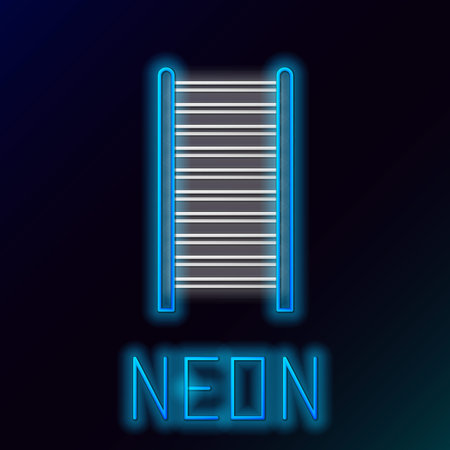 Glowing neon line Wooden staircase icon isolated on black background. Colorful outline concept. Vectorのイラスト素材