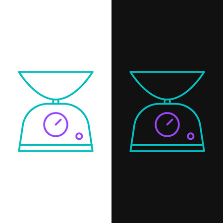 Line Scales icon isolated on white and black background. Weight measure equipment. Colorful outline concept. Vectorのイラスト素材