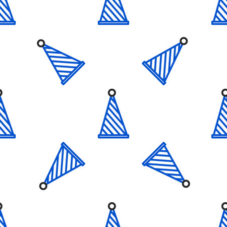 Line Party hat icon isolated seamless pattern on white background. Birthday hat. Colorful outline concept. Vectorのイラスト素材