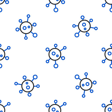 Line Virus icon isolated seamless pattern on white background. Corona virus 2019-nCoV. Bacteria and germs, cell cancer, microbe, fungi. Colorful outline concept. Vectorのイラスト素材