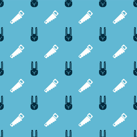 Set Rabbit with ears and Hand saw on seamless pattern. Vectorのイラスト素材