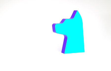 Turquoise Cat icon isolated on white background. Minimalism concept. 3d illustration 3D renderの写真素材