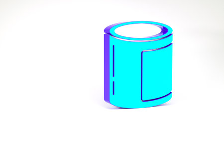 Turquoise Canned food icon isolated on white background. Food for animals. Pet food can. Minimalism concept. 3d illustration 3D renderの写真素材