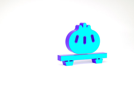 Turquoise Dumpling on cutting board icon isolated on white background. Traditional chinese dish. Minimalism concept. 3d illustration 3D renderの写真素材