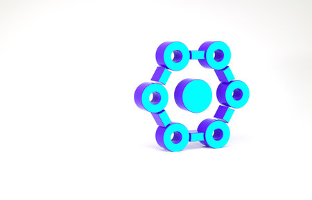 Turquoise Chemical formula icon isolated on white background. Abstract hexagon for innovation medicine, health, research and science. Minimalism concept. 3d illustration 3D renderの写真素材