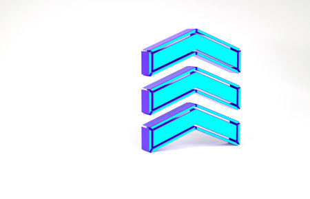 Turquoise Military rank icon isolated on white background. Military badge sign. Minimalism concept. 3d illustration 3D renderの写真素材