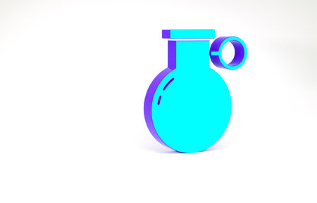 Turquoise Hand grenade icon isolated on white background. Bomb explosion. Minimalism concept. 3d illustration 3D renderの写真素材