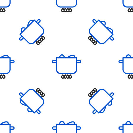 Line Egg in hot pot icon isolated seamless pattern on white background. Boiled egg. Happy Easter. Colorful outline concept. Vectorのイラスト素材
