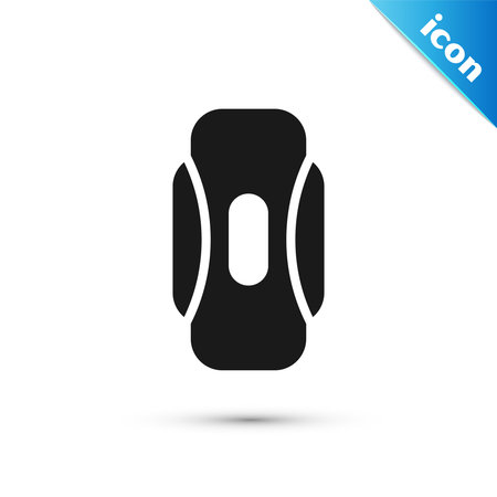 Grey Menstruation and sanitary napkin icon isolated on white background. Feminine hygiene product. Vector Illustrationのイラスト素材