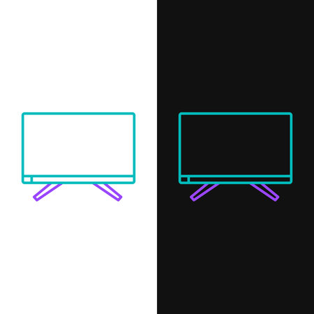 Line Smart Tv icon isolated on white and black background. Television sign. Colorful outline concept. Vectorのイラスト素材