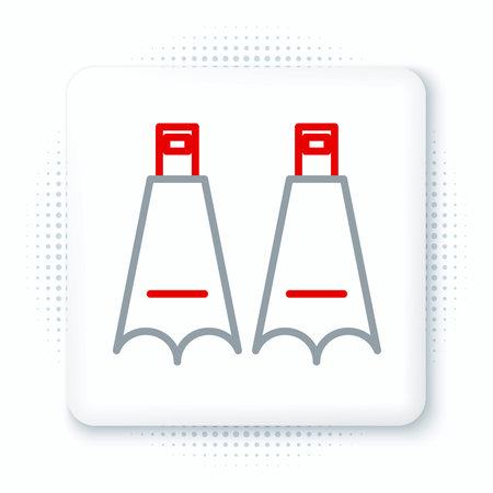 Line Rubber flippers for swimming icon isolated on white background. Diving equipment. Extreme sport. Diving underwater equipment. Colorful outline concept. Vectorのイラスト素材