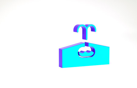 Turquoise Oilfield icon isolated on white background. Natural resources, oil and gas production. Minimalism concept. 3d illustration 3D renderの写真素材