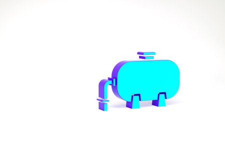 Turquoise Oil and gas industrial factory building icon isolated on white background. Minimalism concept. 3d illustration 3D renderの写真素材