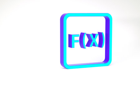 Turquoise Function mathematical symbol icon isolated on white background. Minimalism concept. 3d illustration 3D renderの写真素材