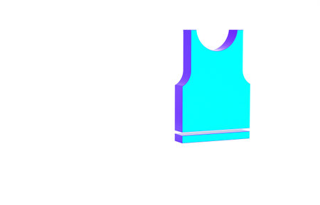 Turquoise Sleeveless T-shirt icon isolated on white background. Minimalism concept. 3d illustration 3D render.の写真素材