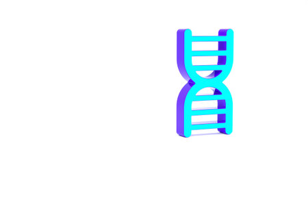 Turquoise DNA symbol icon isolated on white background. Minimalism concept. 3d illustration 3D render.の写真素材