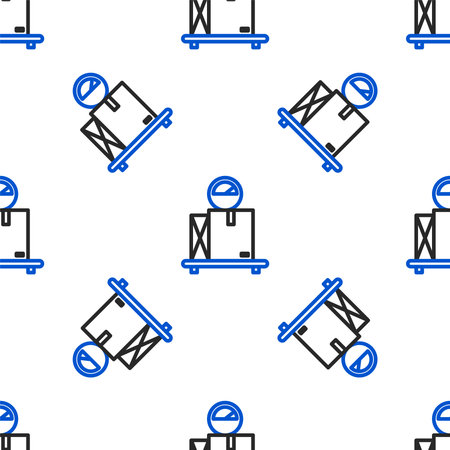 Line Scale with cardboard box icon isolated seamless pattern on white background. Logistic and delivery. Weight of delivery package on a scale. Colorful outline concept. Vectorのイラスト素材