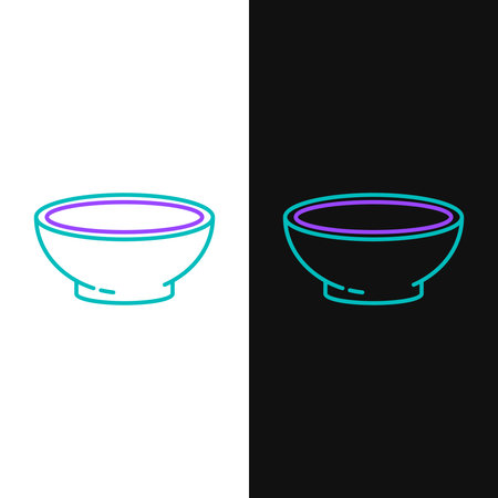 Line Bowl of hot soup icon isolated on white and black background. Colorful outline concept. Vectorのイラスト素材