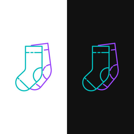 Line Socks icon isolated on white and black background. Colorful outline concept. Vectorのイラスト素材