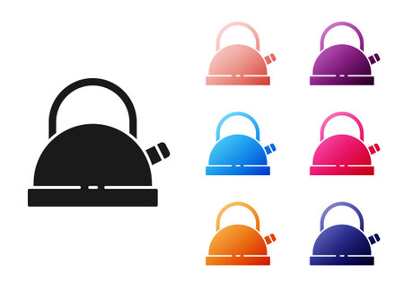 Black Kettle with handle icon isolated on white background. Teapot icon. Set icons colorful. Vectorのイラスト素材