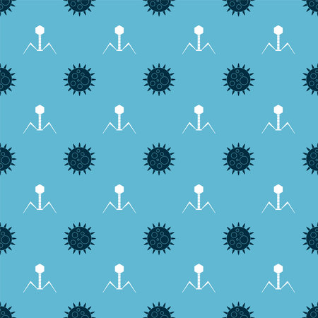 Set Virus and Bacteria bacteriophage on seamless pattern. Vectorのイラスト素材