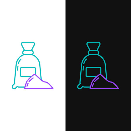 Line Bag of flour icon isolated on white and black background. Colorful outline concept. Vectorのイラスト素材