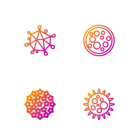 Set line Virus, , and . Gradient color icons. Vectorのイラスト素材