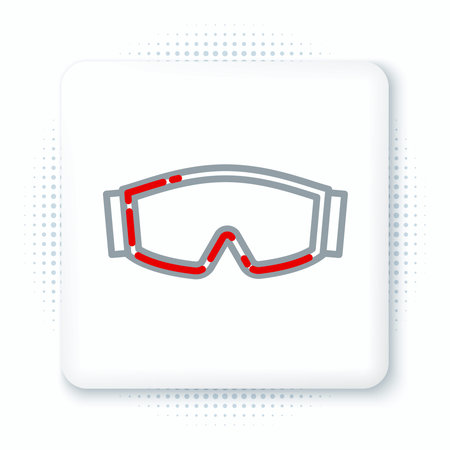 Line Ski goggles icon isolated on white background. Extreme sport. Sport equipment. Colorful outline concept. Vectorのイラスト素材