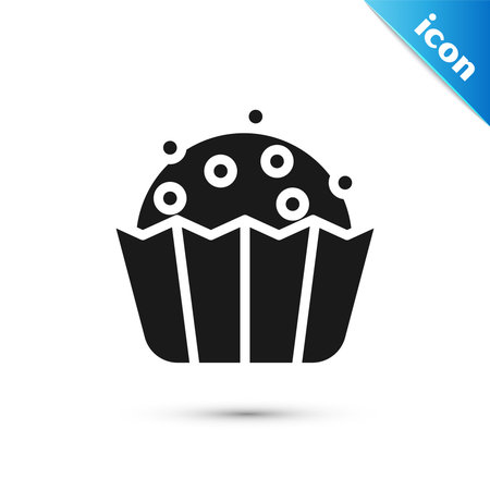 Grey Cupcake icon isolated on white background. Vectorのイラスト素材