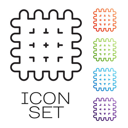 Black line Cracker biscuit icon isolated on white background. Sweet cookie. Set icons colorful. Vectorのイラスト素材