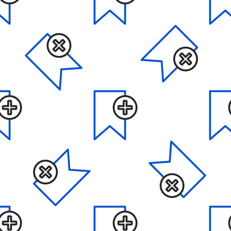 Line Bookmark icon isolated seamless pattern on white background. Add to concept. Colorful outline concept. Vectorのイラスト素材